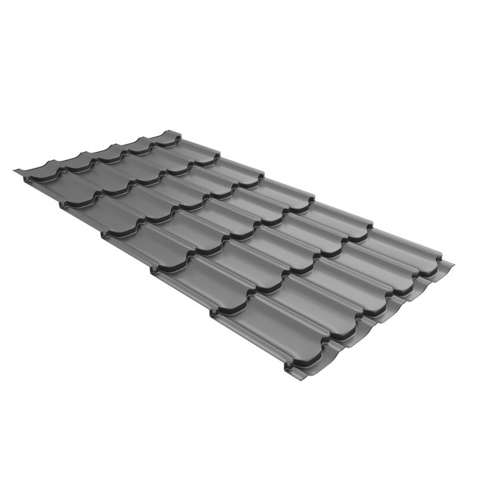 Металлочерепица квинта плюс 0,5 Satin RAL 9006 бело-алюминиевый