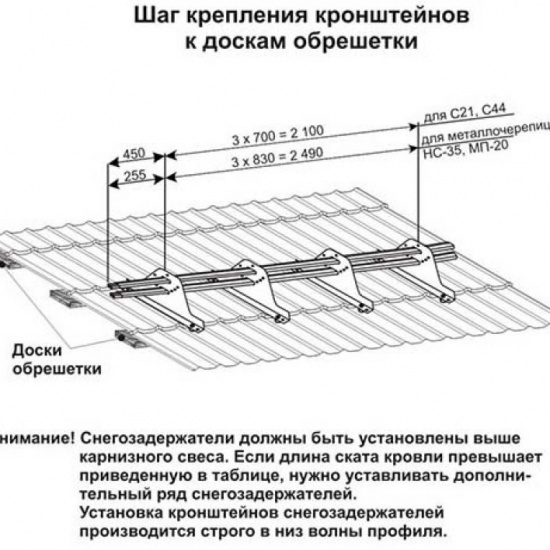 Схема установки снегозадержателей