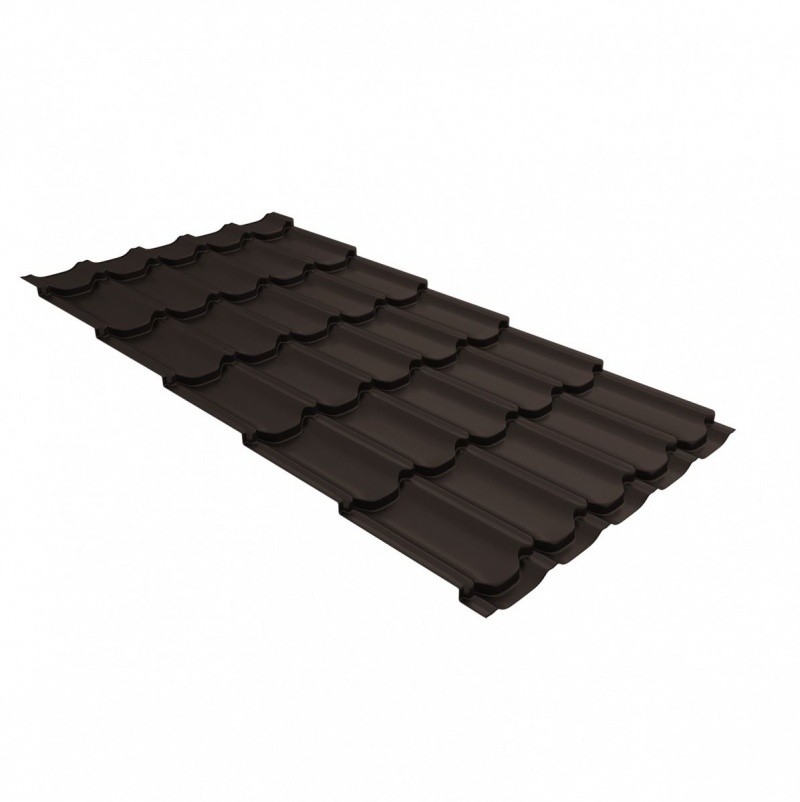 Металлочерепица квинта плюс 0,5 PurLite Matt RR 32 темно-коричневый