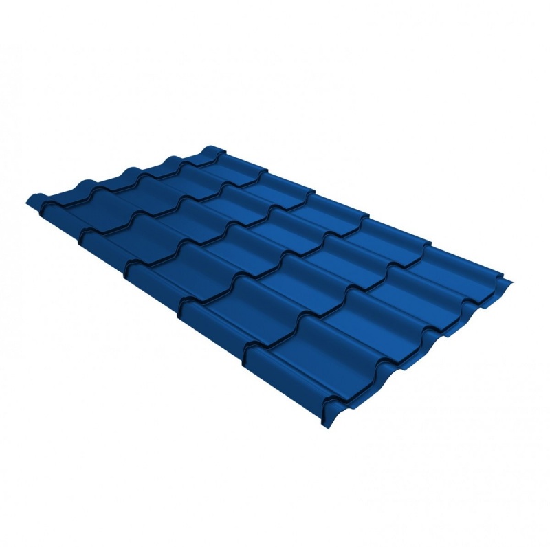 Металлочерепица камея 0,5 Satin RAL 5005 сигнальный синий