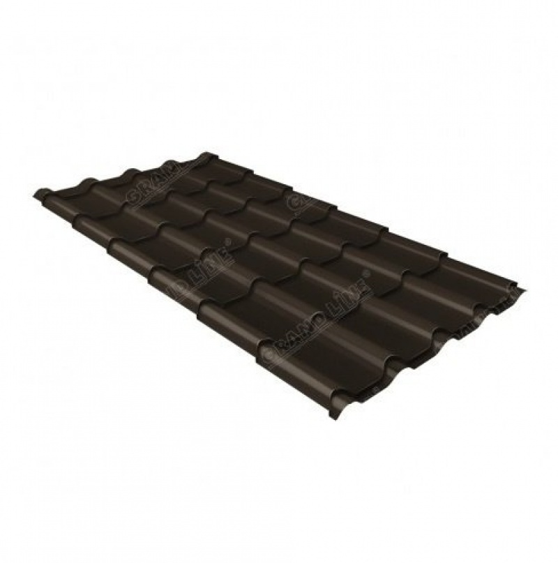 Металлочерепица камея 0,5 Satin RR 32 темно-коричневый