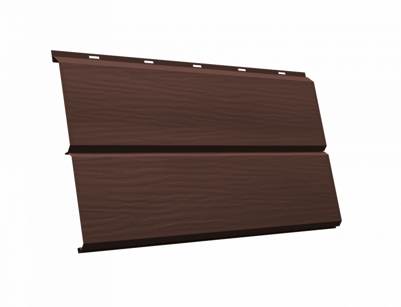 Металлический сайдинг ЭкоБрус 3D 0,345 Grand Line 0,45 Drap TwinColor с пленкой RAL 8017 шоколад