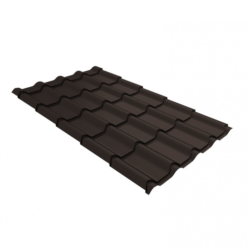 Металлочерепица камея 0,5 Rooftop Бархат RR 32 темно-коричневый