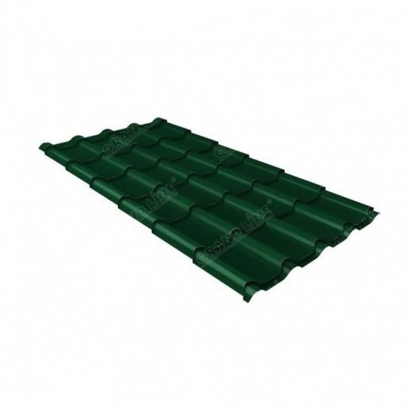 Металлочерепица камея 0,5 Satin RAL 6005 зеленый мох