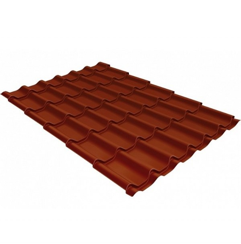 Металлочерепица классик 0,5 Satin RAL 8004 терракота