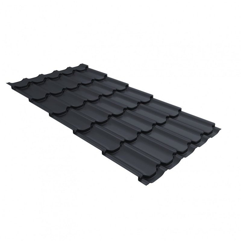 Металлочерепица квинта плюс 0,5 Satin Matt TX RAL 7024 мокрый асфальт