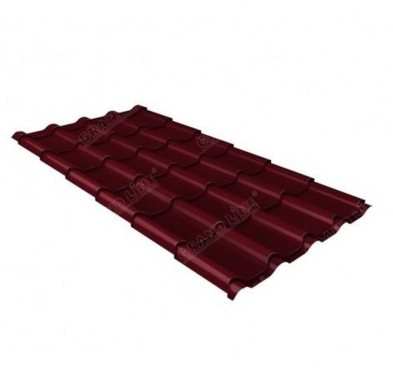Металлочерепица камея 0,5 Satin RAL 3005 красное вино
