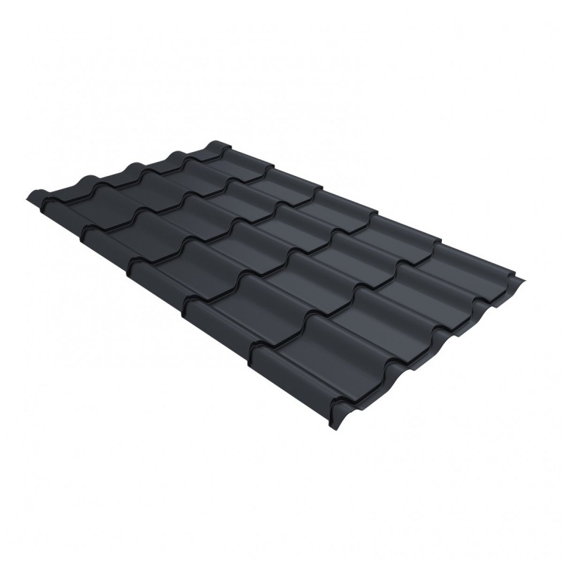 Металлочерепица камея 0,5 Satin Matt TX RAL 7024 мокрый асфальт