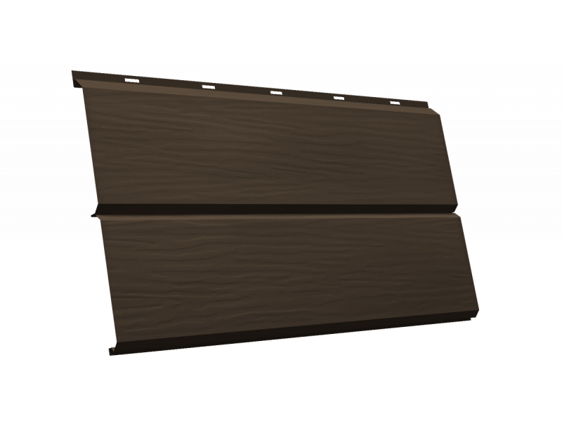 Металлический сайдинг ЭкоБрус 3D 0,345 Grand Line 0,5 GreenCoat Pural BT, matt с пленкой RR 32 темно-коричневый