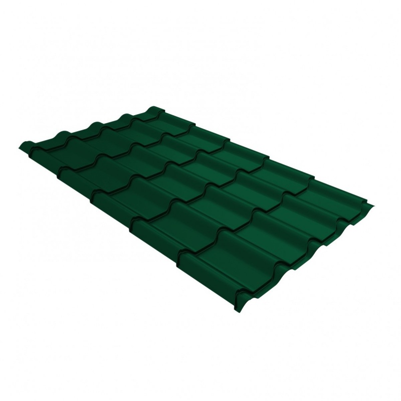 Металлочерепица камея 0,5 Satin Matt RAL 6005 зеленый мох