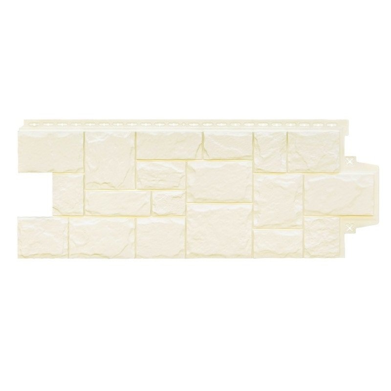 Фасадная панель Grand Line Крупный камень Classic Молочный